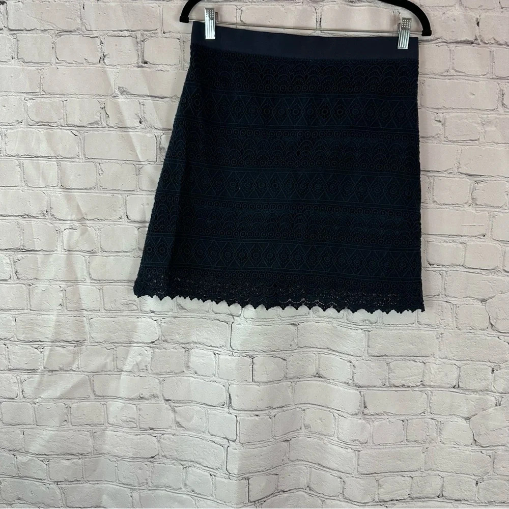 ann taylor loft crochet lace overlay fitted pencil skirt sz 6 scalloped hem